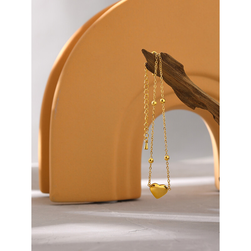 Yhpup stilingas grandinėlės karoliukas širdelės ankletas nerūdijančio plieno metalas, naujas vasaros bižuteris Barefoot Beach Auksinis ant kojų žavus papuošalas