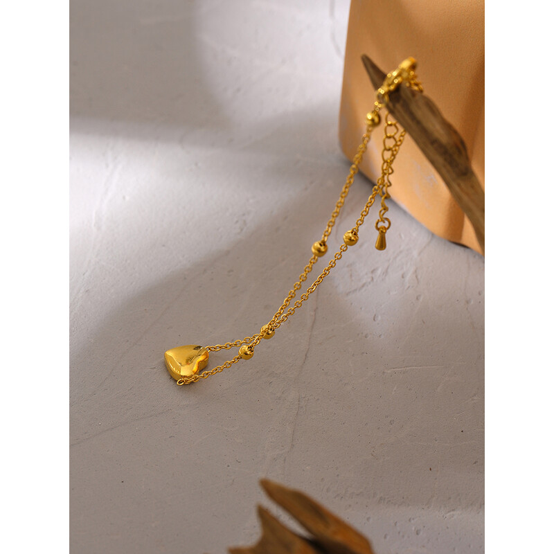 Yhpup stilingas grandinėlės karoliukas širdelės ankletas nerūdijančio plieno metalas, naujas vasaros bižuteris Barefoot Beach Auksinis ant kojų žavus papuošalas