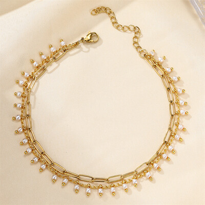 Madinga dvigubo sluoksnio kulkšnies apyrankė moterims Madinga nerūdijančio plieno „Iced Out CZ Stones“ kulkšnies papuošalai vakarėliui, vestuvių papuošalai, mergaičių dovana 2024 m.