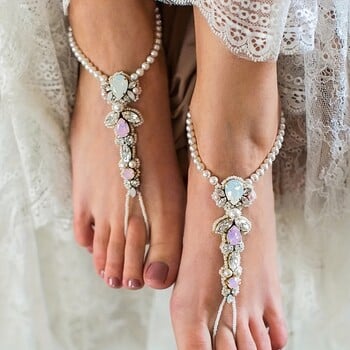 Dvacaman Bohemian Handmade Seed Bead Inlaid Rhinestone Bow anklets, Νυφικά ποδαρικά κοσμήματα, καλοκαιρινά κοσμήματα για διακοπές στην παραλία