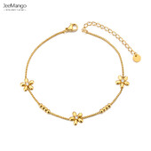 JeeMango nerūdijančio plieno kubinio cirkonio gėlių žiedinė apyrankė moterims 18K paauksuota grandinėlė papuošalai браслет на ногу JA24015