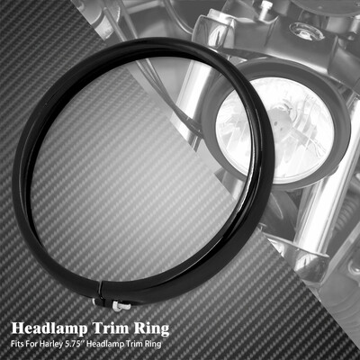 Motociklo 5,75 colio priekinio žibinto priekinio žibinto apdailos žiedas, juodas/chromas, skirtas Harley Street Bob FXBB Low Rider FXLR FXST Street Bob 114 FXBBS
