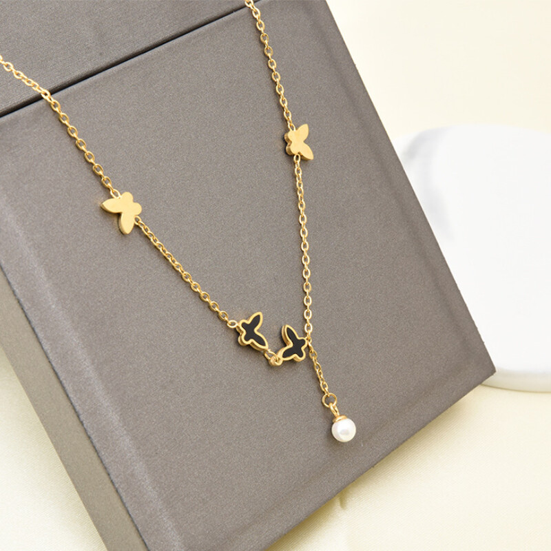 316L nerūdijančio plieno Nauji madingi aukščiausios klasės papuošalai Daug drugelių perlų kutų žavesio grandinėlė Elegantiškas kulkšnis moterims