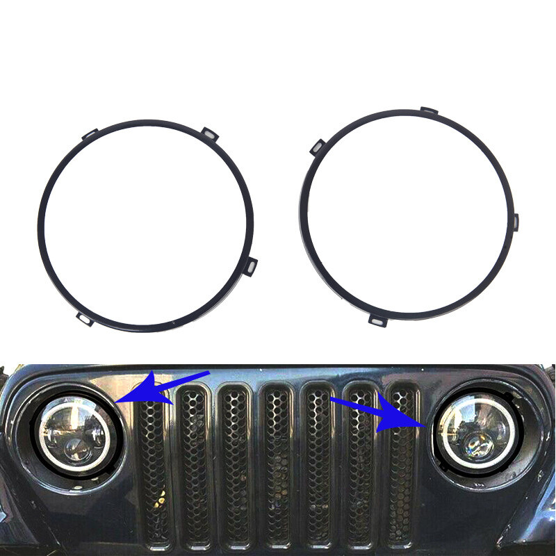 7 colių apvalių priekinių žibintų tvirtinimo laikiklio žiedų rinkinys su priekinio žibinto metaliniu žiedu, skirtas Jeep Wrangler JK 2007-2017 priedams