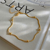 Nerūdijančio plieno kulkšnių apyrankės pėdoms moterims su karoliukais gyvatės grandinėlė ant kojos Auksinės spalvos pėdų aksesuarai papuošalai didmeninė prekyba