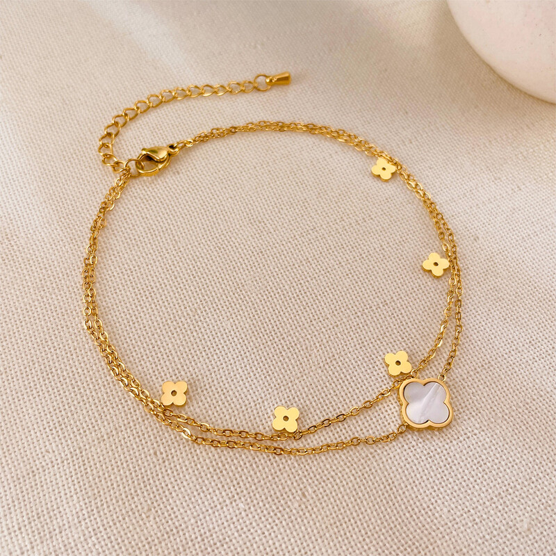 Korėjietiška naujos mados nišos, universalaus dizaino versija, nerūdijančio plieno dviejų sluoksnių sukrauta kulkšnies grandinėlė.