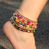 9 vnt Bohemia karoliukais papuoštos kulkšnies apyrankės jūros paplūdimio stiliaus įvairiaspalvės moteriškos paplūdimio vėjo žvaigždės kulkšnies apyrankės