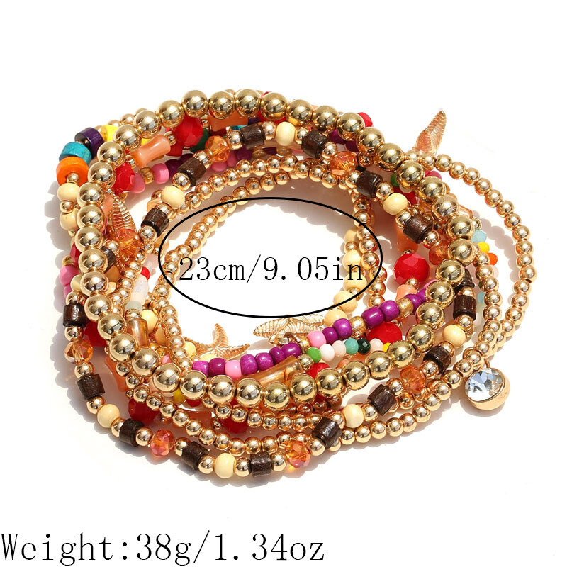 9 vnt Bohemia karoliukais papuoštos kulkšnies apyrankės jūros paplūdimio stiliaus įvairiaspalvės moteriškos paplūdimio vėjo žvaigždės kulkšnies apyrankės