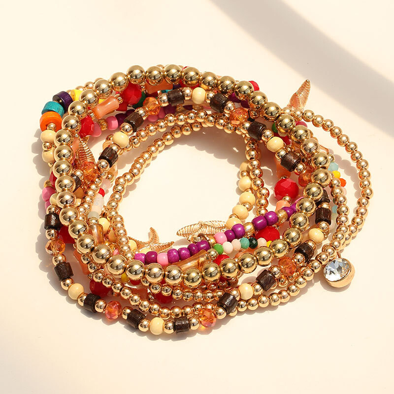 9 vnt Bohemia karoliukais papuoštos kulkšnies apyrankės jūros paplūdimio stiliaus įvairiaspalvės moteriškos paplūdimio vėjo žvaigždės kulkšnies apyrankės