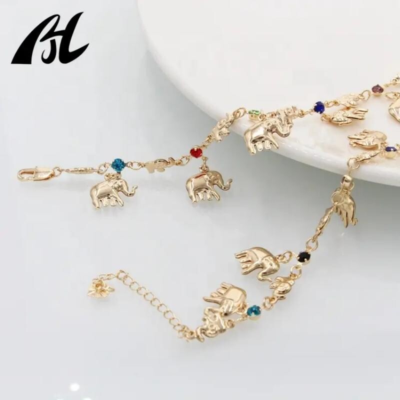 Augstas kvalitātes baltā kalnu kristāla dizaina ziloņa potīšu rotaslietas 18 K apzeltīts komplekts sievietēm