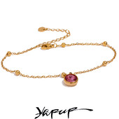 Yhpup nerūdijančio plieno aukso spalvos stilingas kulkšnis moterims išskirtinis rožinis žalias kubinis cirkonio grandinės vandeniui atsparus vasaros papuošalas