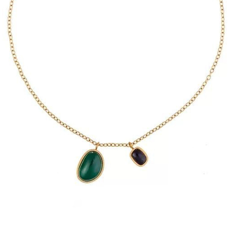 2023 m. netaisyklingos žalios spalvos juodo agato pakabukas nerūdijančio plieno aukso spalvos pakabukas mergaičių paplūdimio kulkšnies priedai Madingi pėdų papuošalai