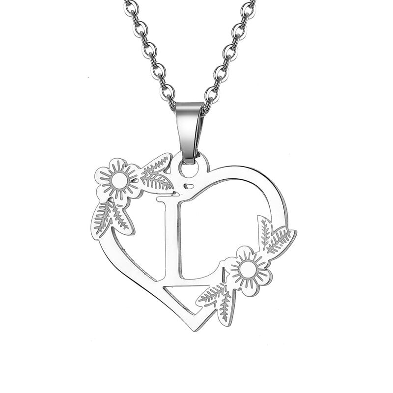 Europos ir Amerikos nauji karoliai 26 didžiųjų angliškų raidžių tuščiavidurių širdies pakabukas slyvų spalvos lapų karoliai baltas K raktų pakabukas