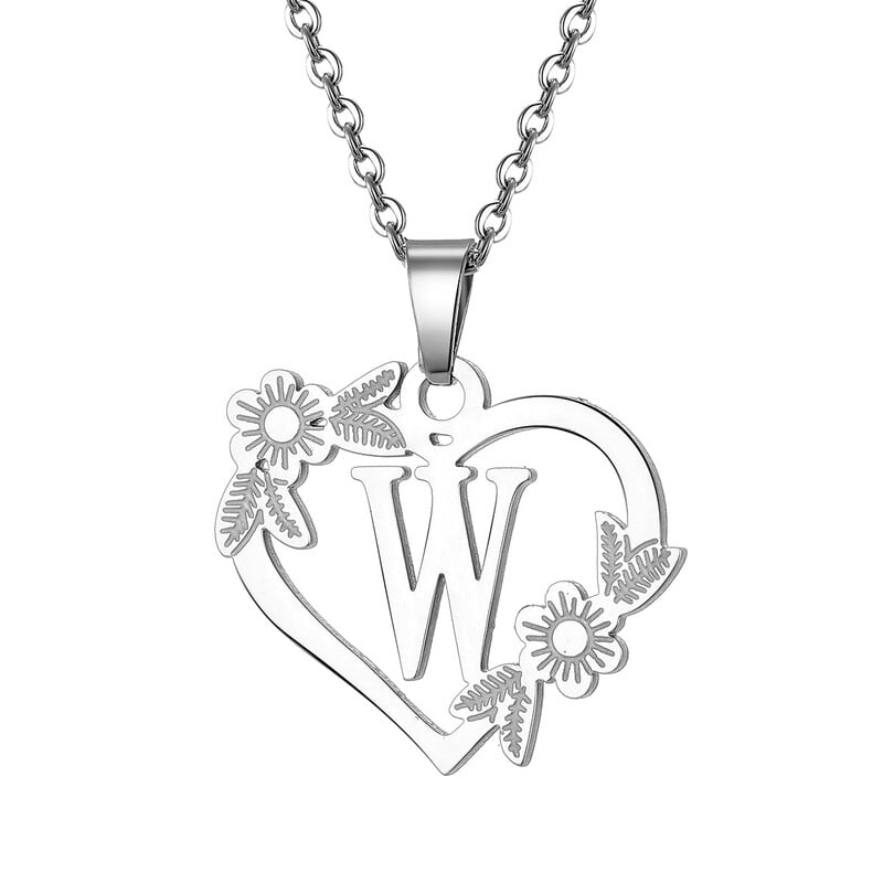 Europos ir Amerikos nauji karoliai 26 didžiųjų angliškų raidžių tuščiavidurių širdies pakabukas slyvų spalvos lapų karoliai baltas K raktų pakabukas