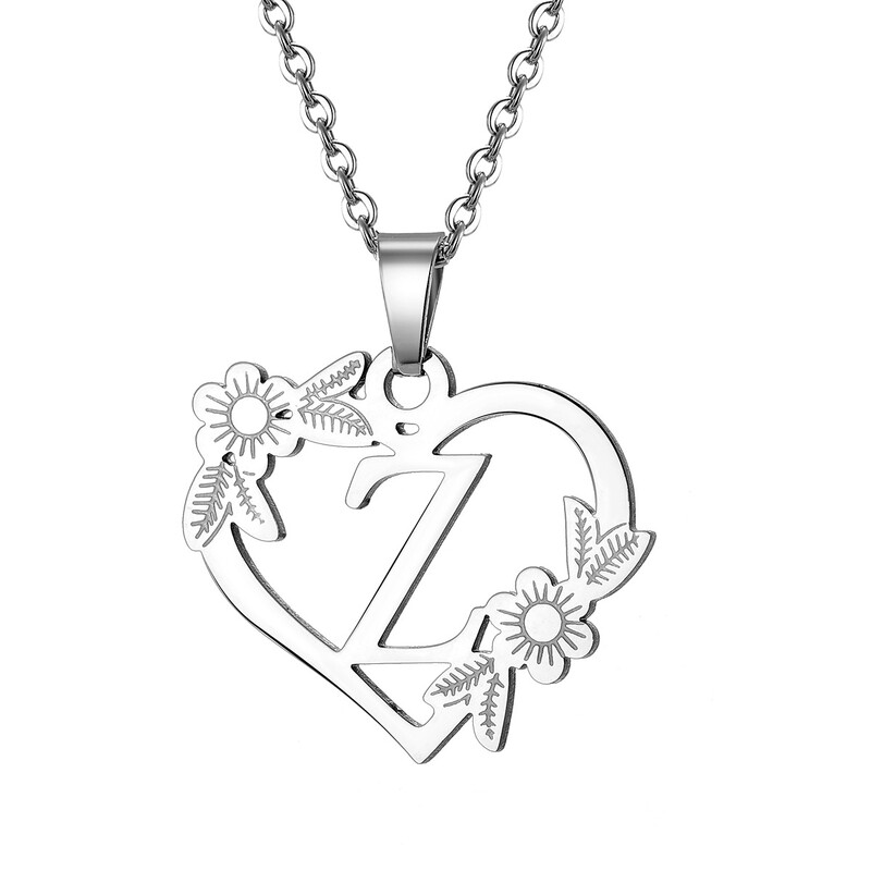 Europos ir Amerikos nauji karoliai 26 didžiųjų angliškų raidžių tuščiavidurių širdies pakabukas slyvų spalvos lapų karoliai baltas K raktų pakabukas