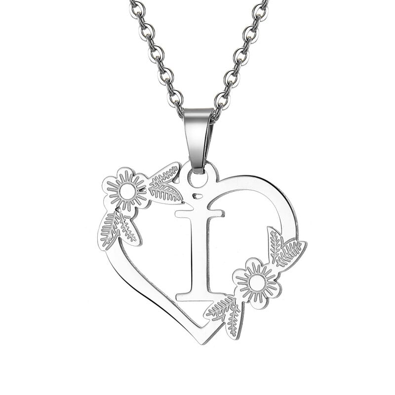 Europos ir Amerikos nauji karoliai 26 didžiųjų angliškų raidžių tuščiavidurių širdies pakabukas slyvų spalvos lapų karoliai baltas K raktų pakabukas