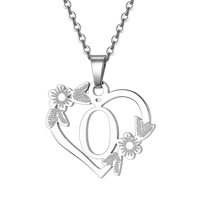 Europos ir Amerikos nauji karoliai 26 didžiųjų angliškų raidžių tuščiavidurių širdies pakabukas slyvų spalvos lapų karoliai baltas K raktų pakabukas