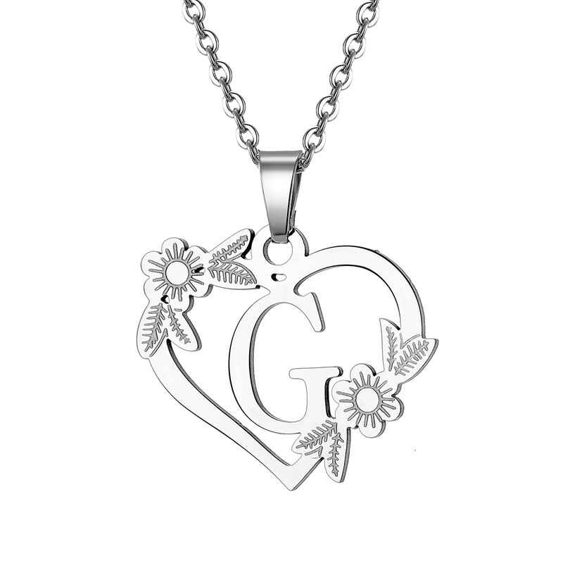 Europos ir Amerikos nauji karoliai 26 didžiųjų angliškų raidžių tuščiavidurių širdies pakabukas slyvų spalvos lapų karoliai baltas K raktų pakabukas