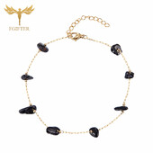 Modne narukvice od prirodnog kamena opsidijana, tanki lančići od nehrđajućeg čelika, gotički ženski nakit za stopala, 22 cm duljine 4 cm produljene linije