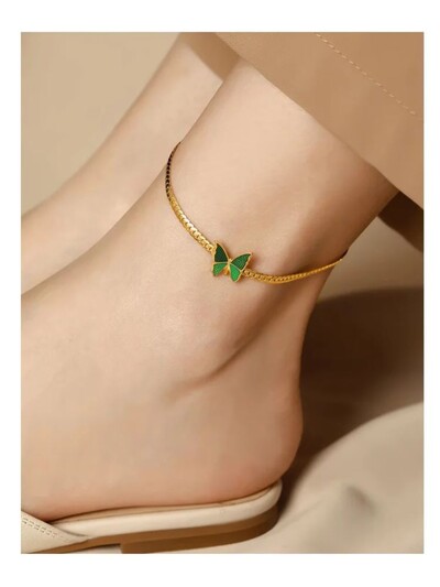 Stilingi aukštos kokybės vandeniui atsparūs paauksuoti nerūdijančio plieno Kubos gyvatės grandinėlės drugelio kulkšnies apyrankės moteriški papuošalai