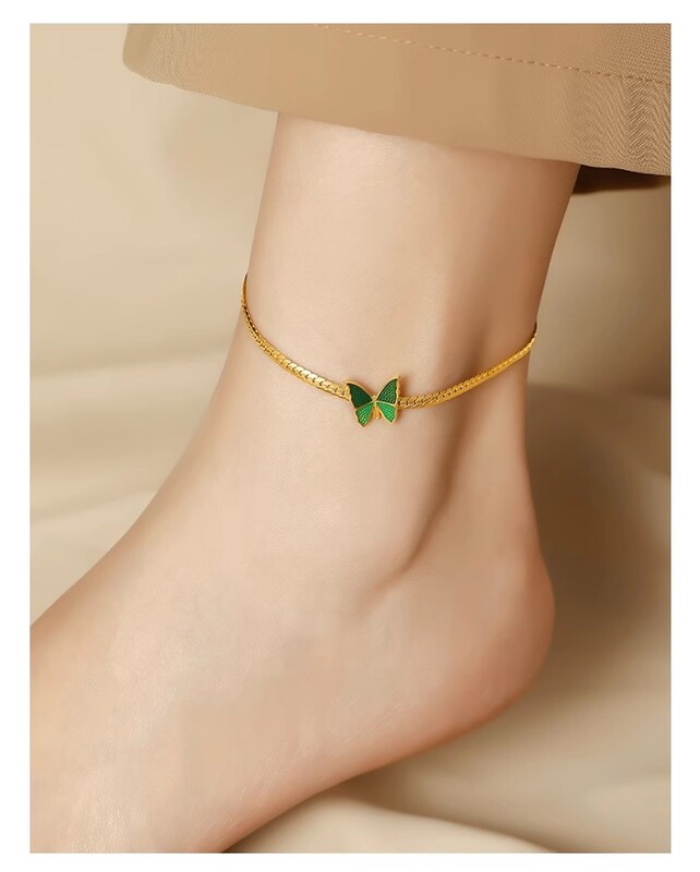 Stilingi aukštos kokybės vandeniui atsparūs paauksuoti nerūdijančio plieno Kubos gyvatės grandinėlės drugelio kulkšnies apyrankės moteriški papuošalai