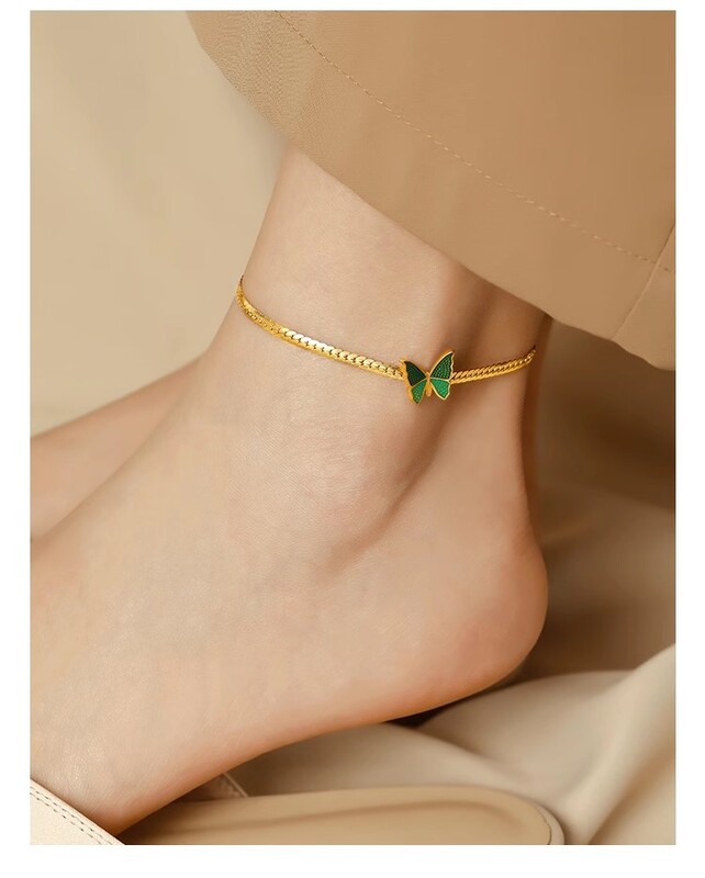 Stilingi aukštos kokybės vandeniui atsparūs paauksuoti nerūdijančio plieno Kubos gyvatės grandinėlės drugelio kulkšnies apyrankės moteriški papuošalai