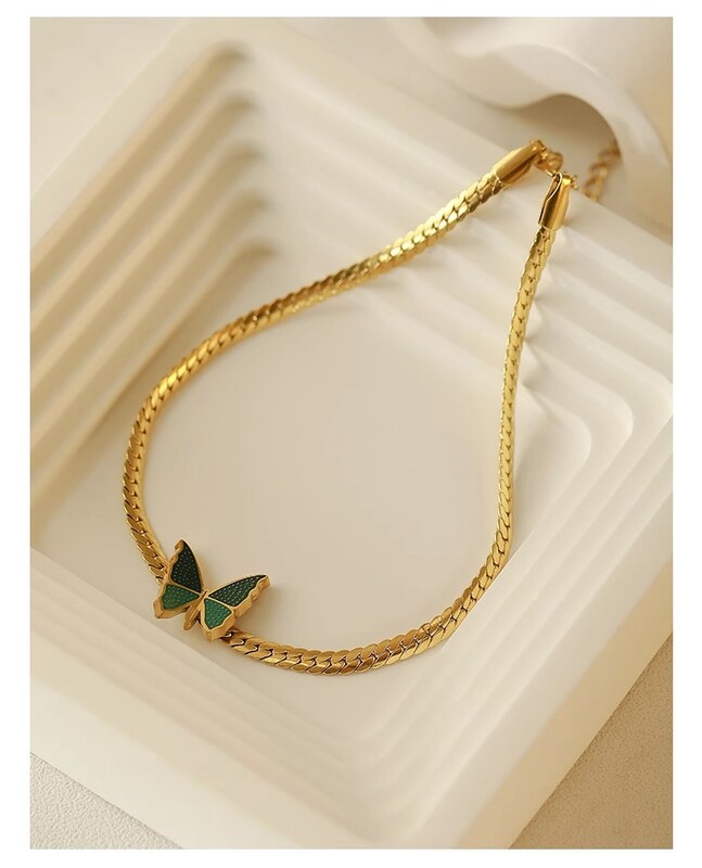 Stilingi aukštos kokybės vandeniui atsparūs paauksuoti nerūdijančio plieno Kubos gyvatės grandinėlės drugelio kulkšnies apyrankės moteriški papuošalai