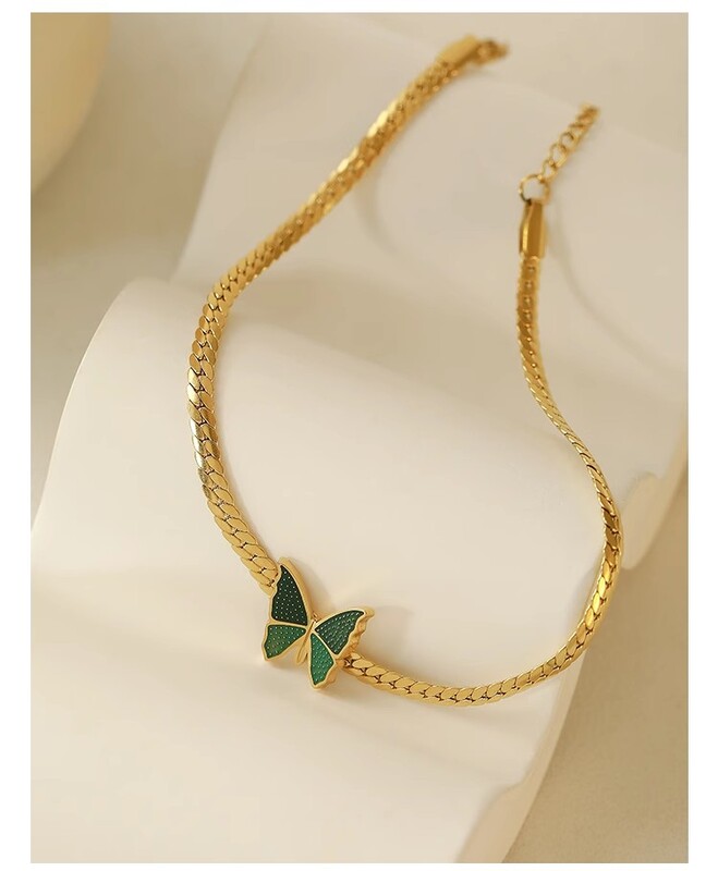 Stilingi aukštos kokybės vandeniui atsparūs paauksuoti nerūdijančio plieno Kubos gyvatės grandinėlės drugelio kulkšnies apyrankės moteriški papuošalai