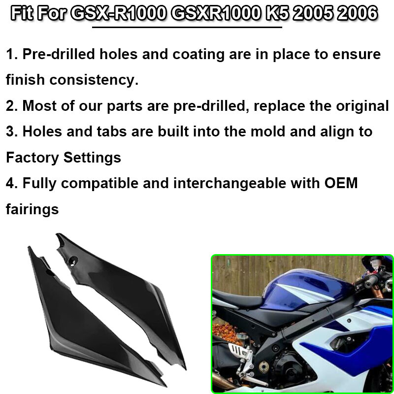 GSXR 1000 K5 Carcasa laterală a rezervorului de benzină pentru motocicletă Panou de acoperire laterală pentru cadru de carenare Trim Carcasa de capota potrivită pentru SUZUKI GSX-R1000 GSXR1000 2005 2006