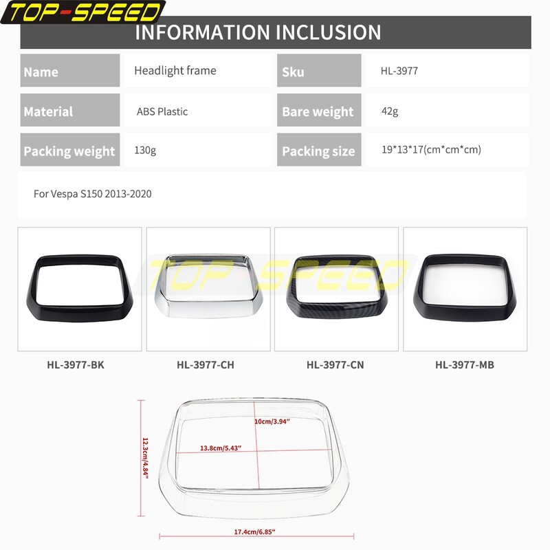 Plastikust esitulede raami tõukeratta esilaterna kaitse, mootorratta esitulede dekoratiivkate S125 S150 S 125 150 2013-20 jaoks