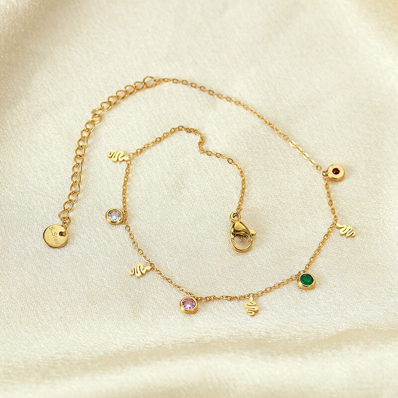 Moda nisa culoare zircon decor picior nisa simplu temperament de lux cu otel inoxidabil glezna femei