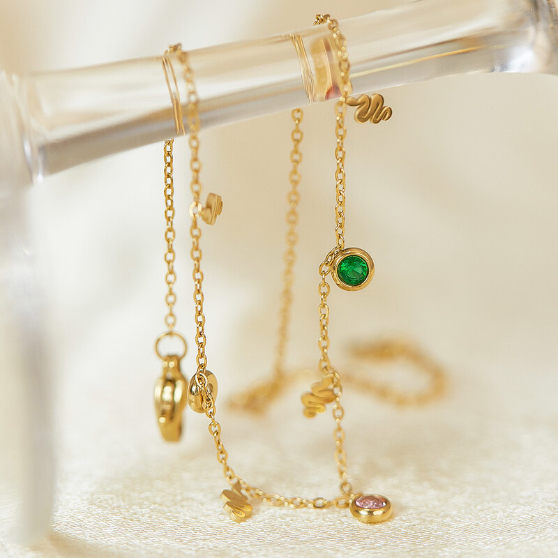 Moda nisa culoare zircon decor picior nisa simplu temperament de lux cu otel inoxidabil glezna femei