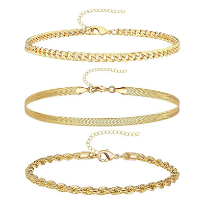 3 vnt nerūdijančio plieno paplūdimio kulkšnių rinkinys moterims, vandeniui atsparus gyvatė, susukta virvė grandinė ant pėdos papuošalai mergaičių vasaros kulkšnies apyrankė