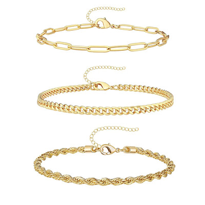 3 vnt nerūdijančio plieno paplūdimio kulkšnių rinkinys moterims, vandeniui atsparus gyvatė, susukta virvė grandinė ant pėdos papuošalai mergaičių vasaros kulkšnies apyrankė