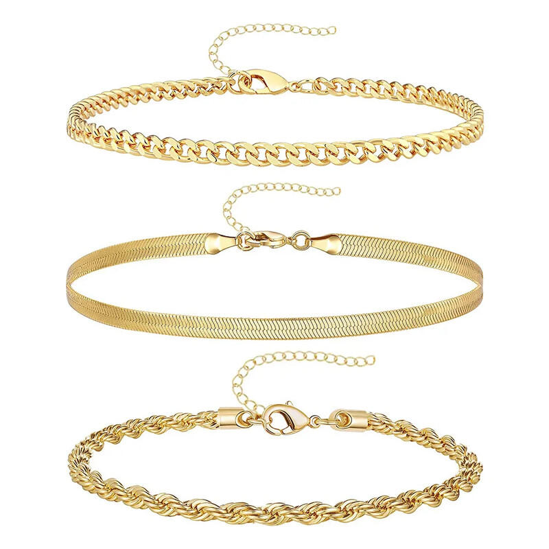 3 vnt nerūdijančio plieno paplūdimio kulkšnių rinkinys moterims, vandeniui atsparus gyvatė, susukta virvė grandinė ant pėdos papuošalai mergaičių vasaros kulkšnies apyrankė