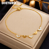 DIEYURO 316L nerūdijančio plieno širdies meilės žavesio kulkšnys moterims mergaitei, nauja tendencija kojų grandinėlė, atspari vandeniui papuošalų dovanų vakarėliui