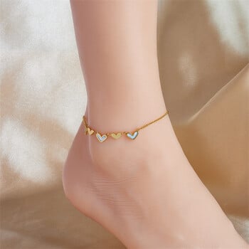 DIEYURO 316L από ανοξείδωτο ατσάλι Heart Love Charm Anklets για Γυναικεία Κορίτσι Νέα τάση Αλυσίδα ποδιών αδιάβροχη κοσμήματα Gift Party Pulsera