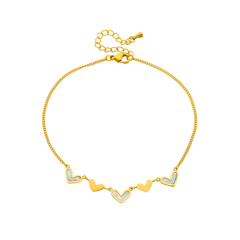 DIEYURO 316L nerūdijančio plieno širdies meilės žavesio kulkšnys moterims mergaitei, nauja tendencija kojų grandinėlė, atspari vandeniui papuošalų dovanų vakarėliui