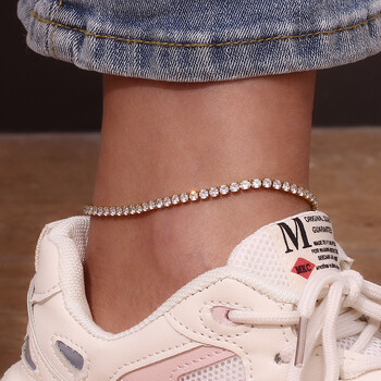 Blingbing Trendy 3mm 3A Zircon Cubic Zirconia Tennis Anklets ποδιών βραχιόλια για γυναικείο βραχιόλι από ανοξείδωτο ατσάλι στο πόδι