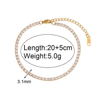 Blingbing Trendy 3mm 3A Zircon Cubic Zirconia Tennis Anklets ποδιών βραχιόλια για γυναικείο βραχιόλι από ανοξείδωτο ατσάλι στο πόδι