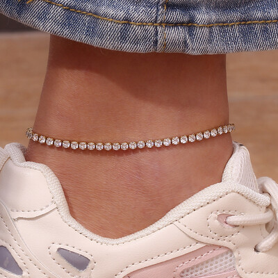 Blingbing Trendy 3mm 3A Zircon Cubic Zirconia Tennis Anklets ποδιών βραχιόλια για γυναικείο βραχιόλι από ανοξείδωτο ατσάλι στο πόδι