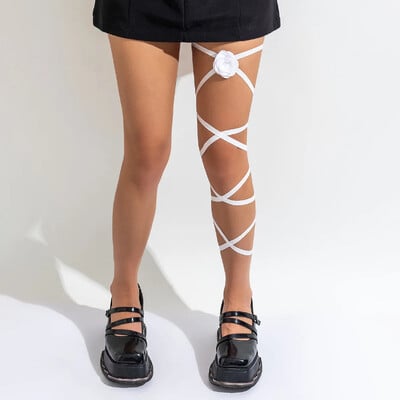 Gotické viacvrstvové čierne elastické pásky na nohy a stehná, dámske sexy kruhové postroje na cosplay, Harajuku, telové šperky