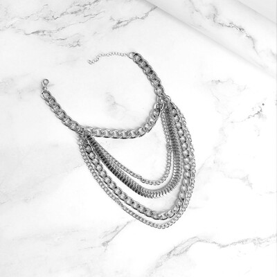 Punk kelių sluoksnių retro stiliaus tuščiavidurio lydinio kulkšnies grandinė Hip-hop aukštakulniai moteriški papuošalai