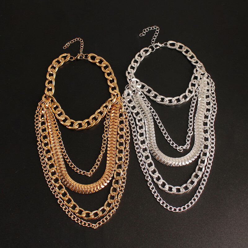 Punk kelių sluoksnių retro stiliaus tuščiavidurio lydinio kulkšnies grandinė Hip-hop aukštakulniai moteriški papuošalai