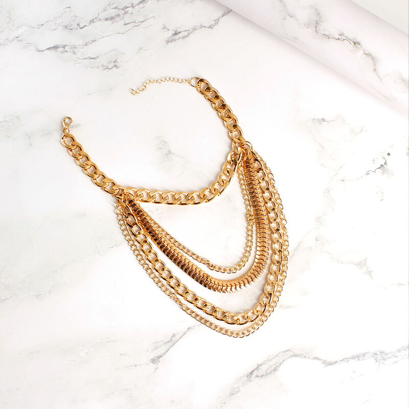 Punk kelių sluoksnių retro stiliaus tuščiavidurio lydinio kulkšnies grandinė Hip-hop aukštakulniai moteriški papuošalai