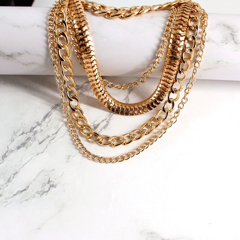 Punk kelių sluoksnių retro stiliaus tuščiavidurio lydinio kulkšnies grandinė Hip-hop aukštakulniai moteriški papuošalai