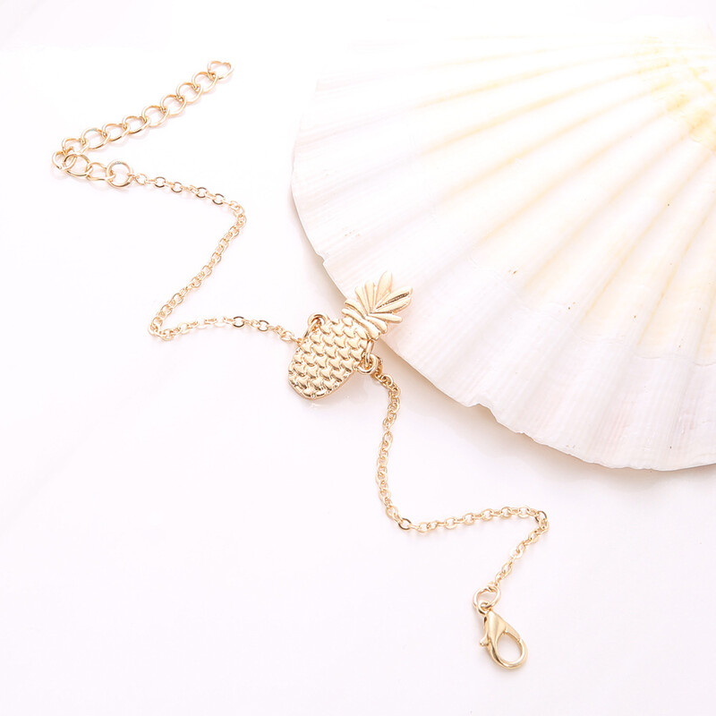 Europoje ir Jungtinėse Amerikos Valstijose populiarus mielas tuščiaviduris vaisinis trimatis ananasų apyrankė moterų vasarai su kojytėmis