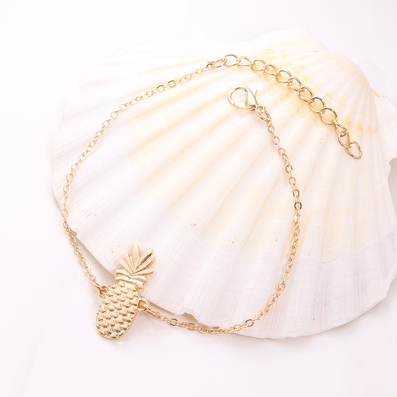 Europoje ir Jungtinėse Amerikos Valstijose populiarus mielas tuščiaviduris vaisinis trimatis ananasų apyrankė moterų vasarai su kojytėmis