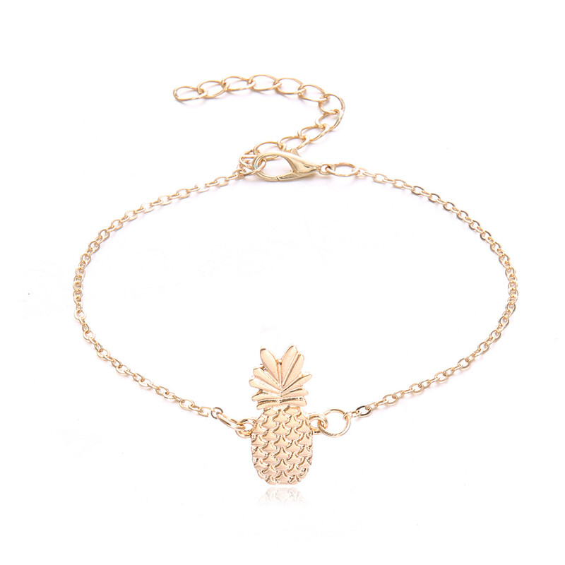 Europoje ir Jungtinėse Amerikos Valstijose populiarus mielas tuščiaviduris vaisinis trimatis ananasų apyrankė moterų vasarai su kojytėmis