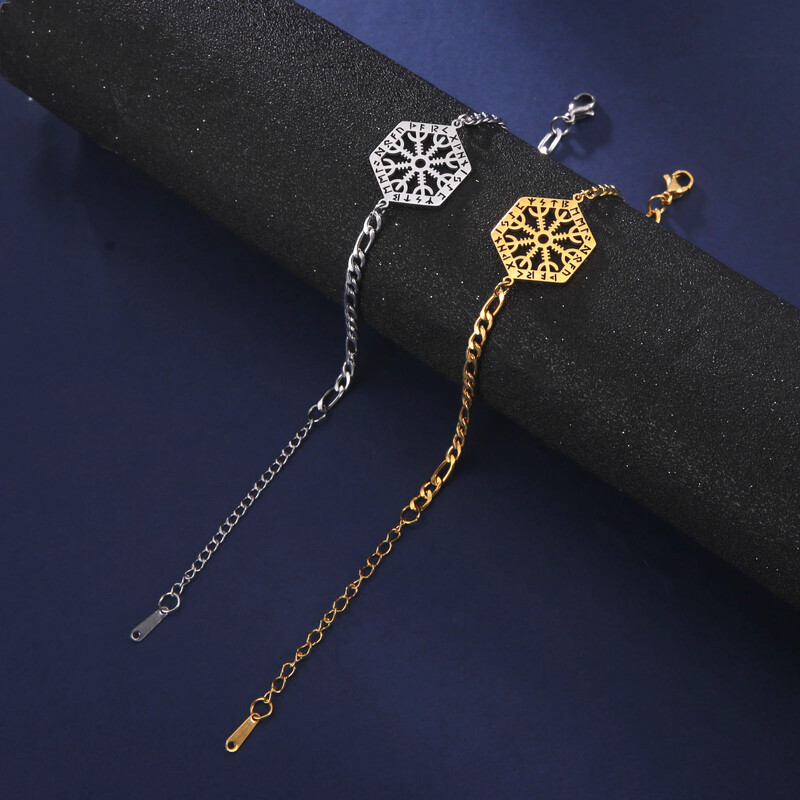 Norvēģijas Vegvisir vikingu kompasa kuloni potītes, vīriešu nerūsējošā tērauda Norvēģija Odin rūna pēda Chian punk kāja amulets rotaslietas dāvana